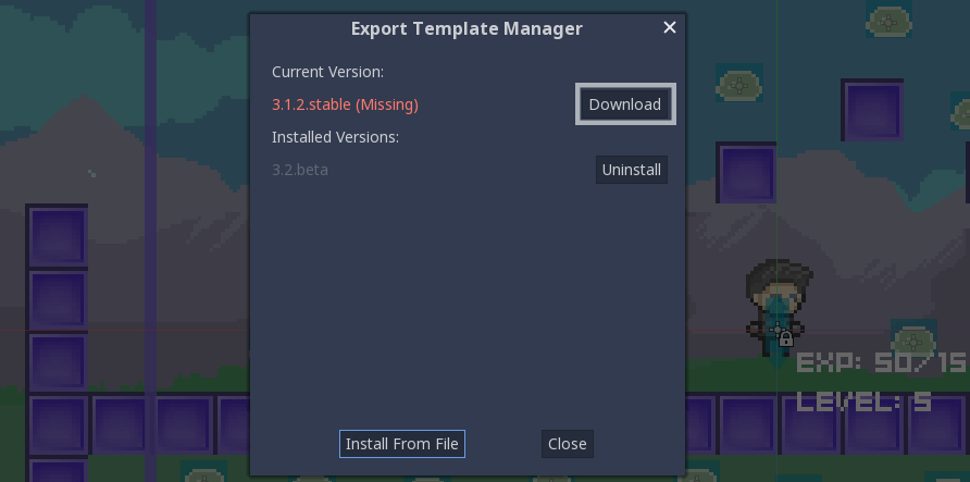 Godot downloading active export template for Android