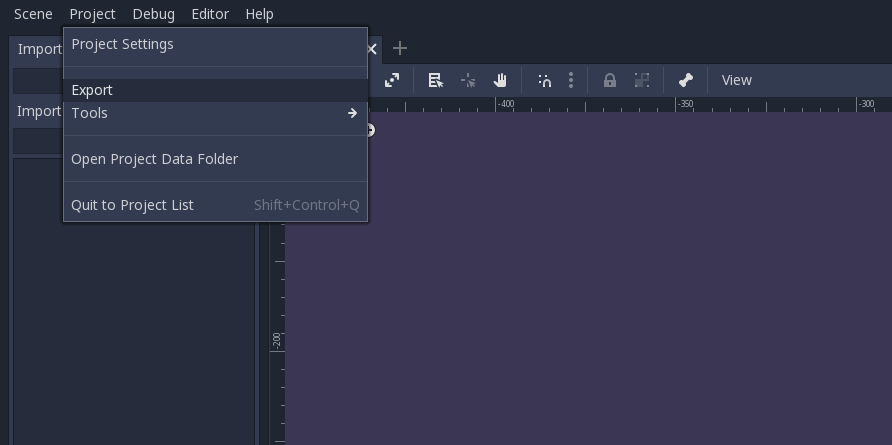 Navigate to export options in Godot Editor