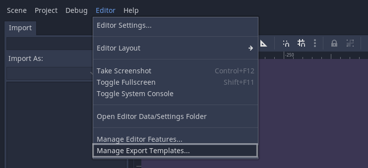 Godot setting export templates for Android