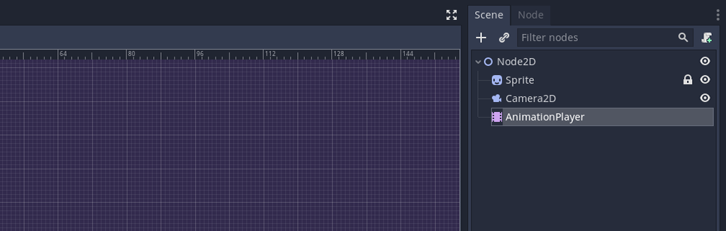 Godot scene view that displays the AnimationPlayer node